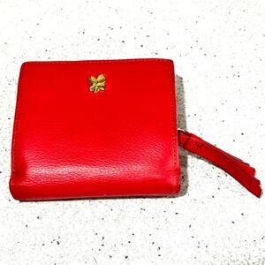 Ora Delphine Coral Pink leather wallet bifold zipper coin pocket preppy fashion